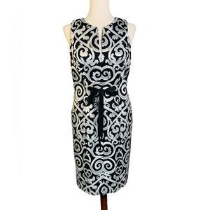 Chetta B Black and Silver Metallic Sleeveless Retro Cocktail Dress| Size 8